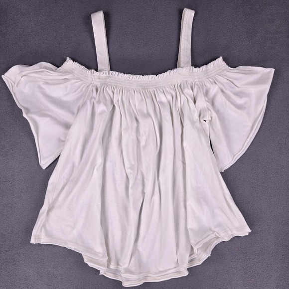 We The Free Top Womens Large Off‎ Shoulder Flutter Sleeve Boho Festival Shirt - Picture 6 of 8